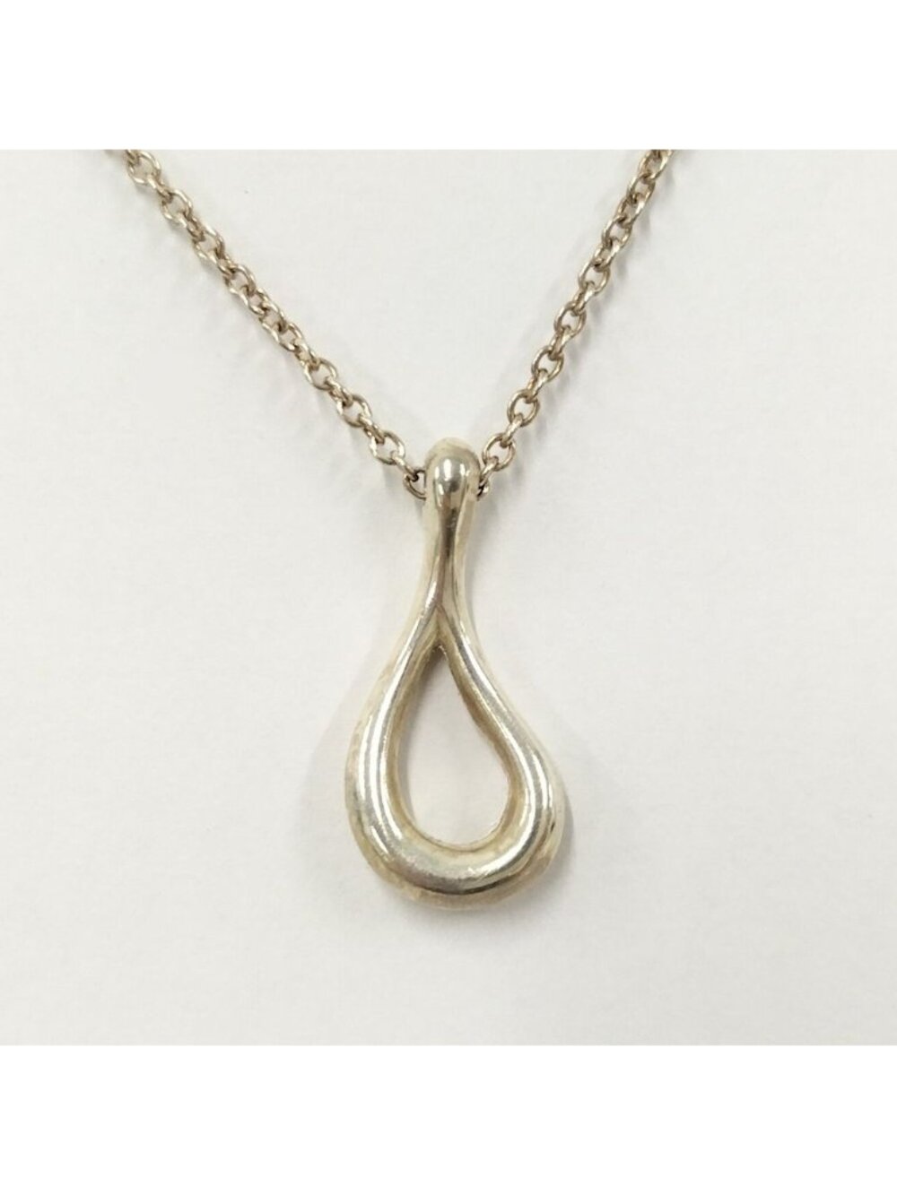 Tiffany & Co Elsa Peretti Open Teardrop Necklace Silver